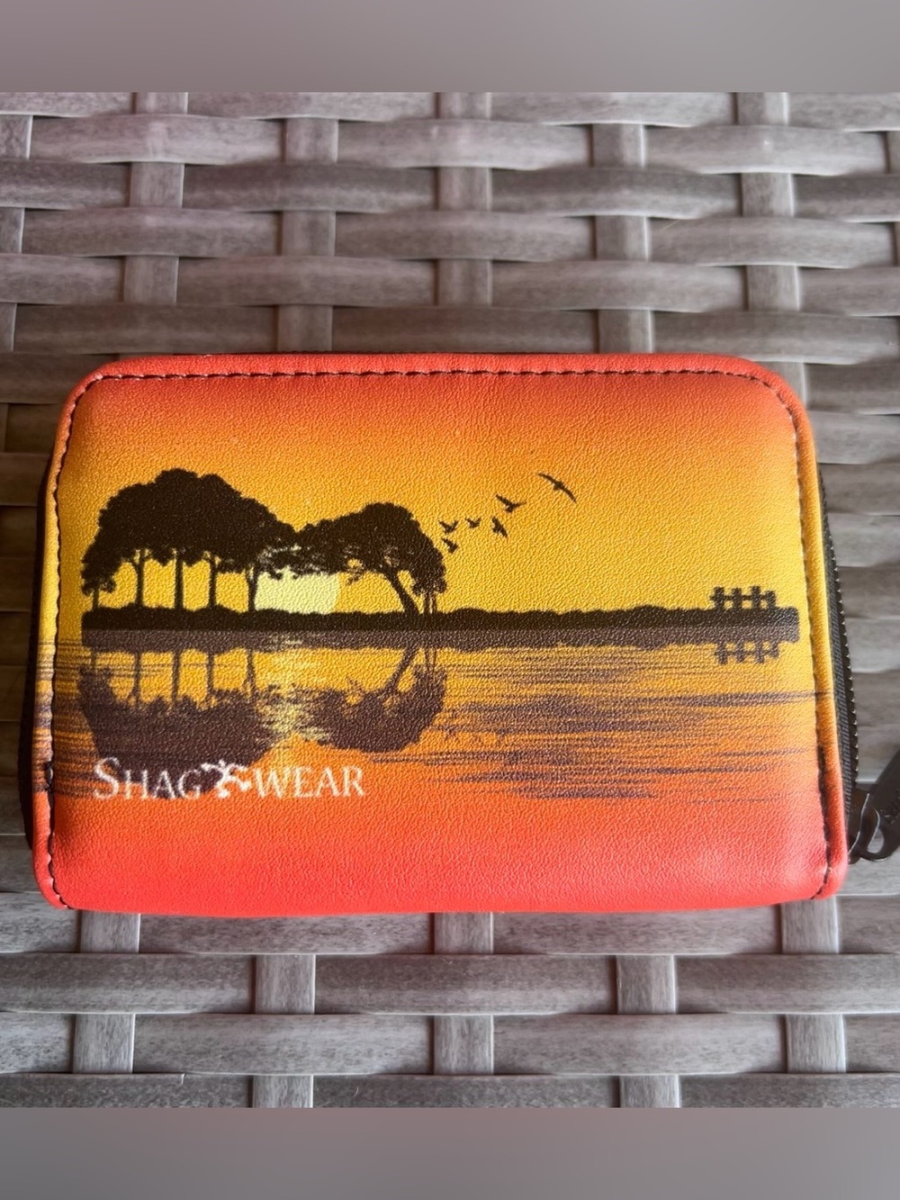 Shagwear Men’s Wallet  Guitar Trees with Sunset Landscape Zip Pouch -